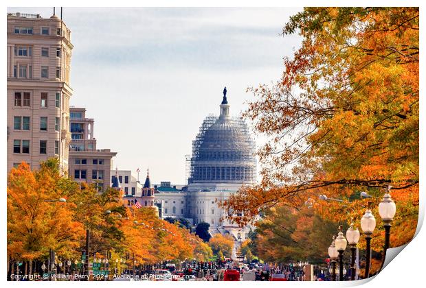US Capitol Autumn Washington DC Print by William Perry