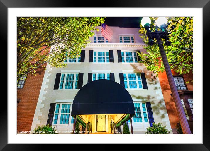 Blair House Building Second White House Night Washington DC Framed Mounted Print by William Perry