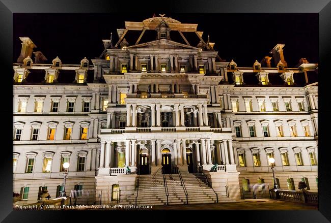 Old Executive Office Building Night Washington DC Framed Print by William Perry