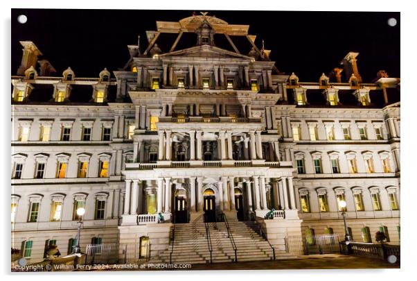 Old Executive Office Building Night Washington DC Acrylic by William Perry