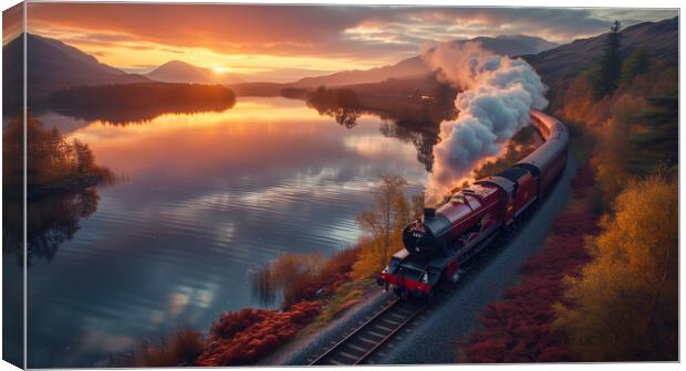 Scottish Highlands Steam Train Canvas Print by T2 