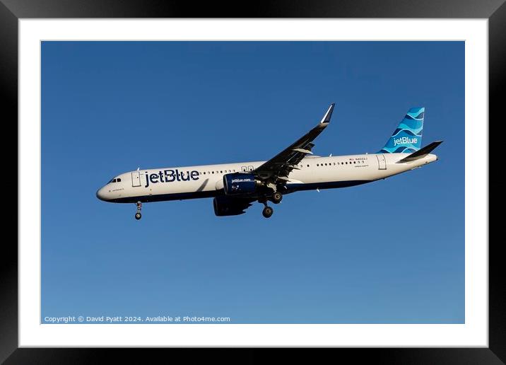 JetBlue Airways Airbus A321-271NX Framed Mounted Print by David Pyatt