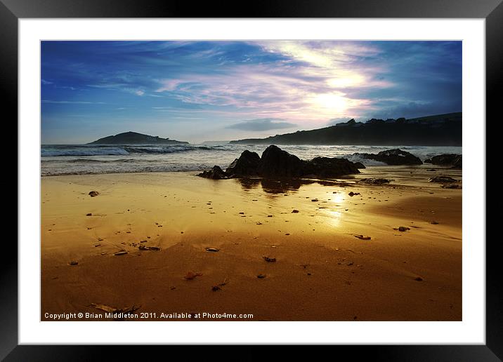 Bantham Beach at sunset Framed Mounted Print by Brian Middleton