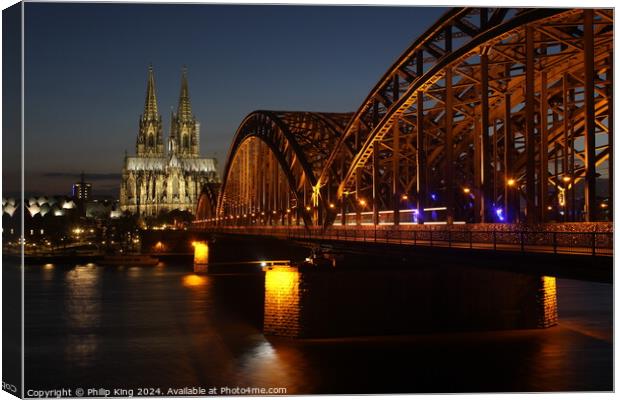 Cologne Cathedral and Hohenzollern Bridge Canvas Print by Philip King