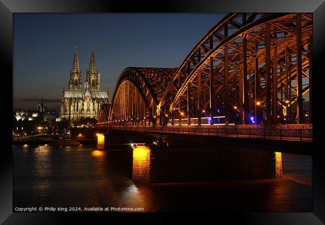 Cologne Cathedral and Hohenzollern Bridge Framed Print by Philip King