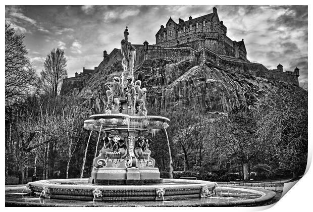 Edinburgh Castle and Ross Fountain Print by Darren Galpin