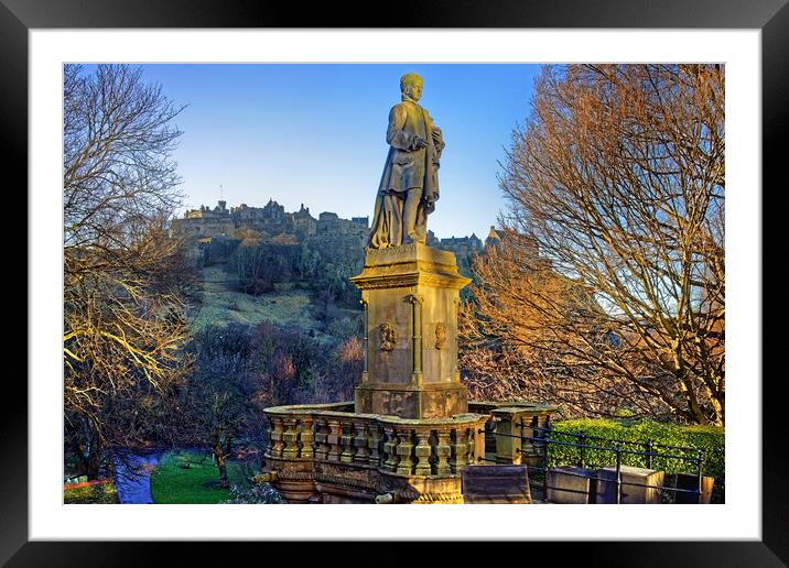 Edinburgh, Alan Ramsay Statue  Framed Mounted Print by Darren Galpin