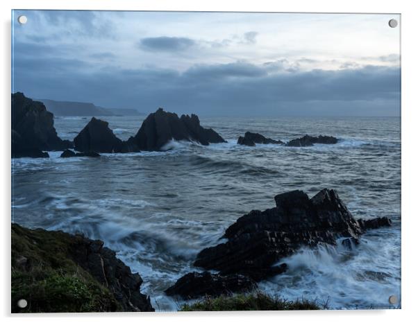 Moody coastline at Hartland Acrylic by Tony Twyman