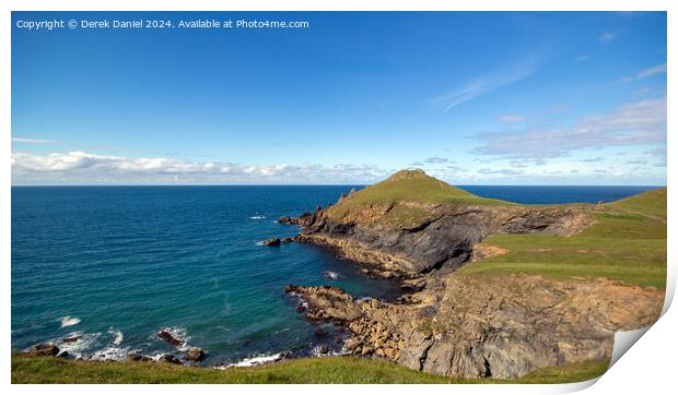 Majestic Headland overlooking the sea Print by Derek Daniel