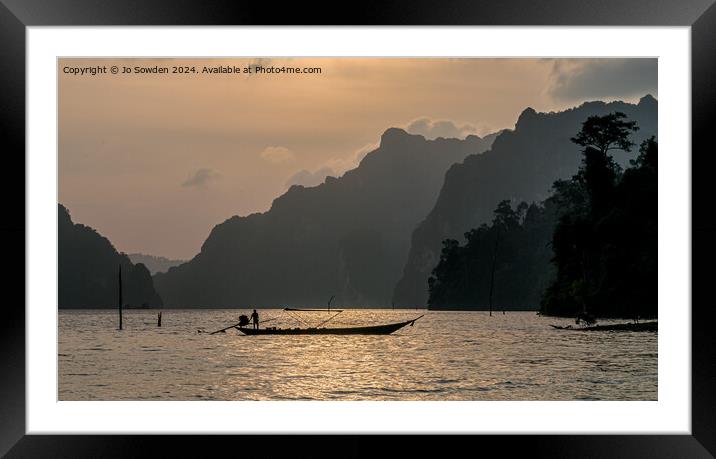 Sunrise over the Cheow Lan Lake, Khao Sok, Thailan Framed Mounted Print by Jo Sowden