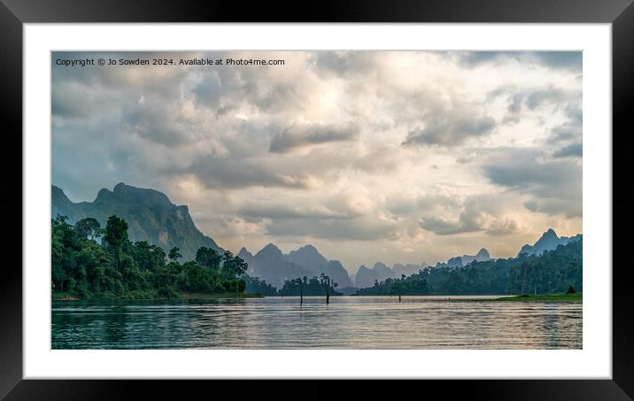 Cheow Lan Lake, Khao Sok, Thailand Framed Mounted Print by Jo Sowden