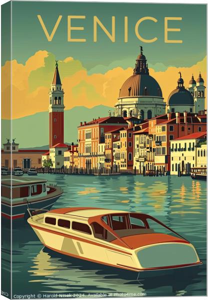 Venice Travel Poster Canvas Print by Harold Ninek