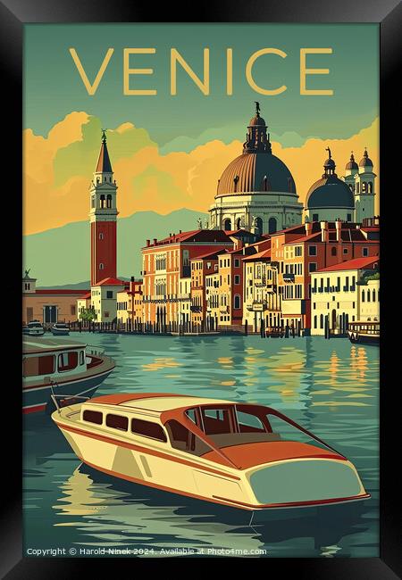 Venice Travel Poster Framed Print by Harold Ninek