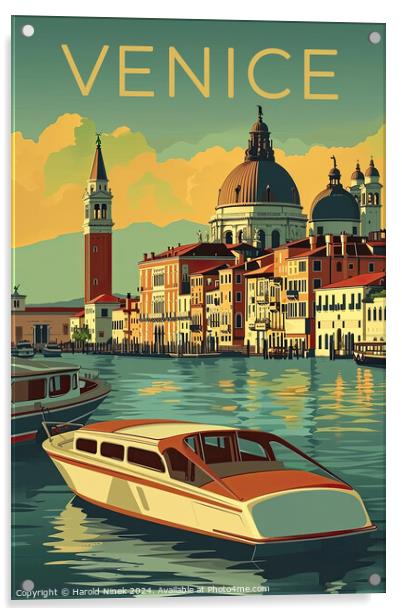Venice Travel Poster Acrylic by Harold Ninek