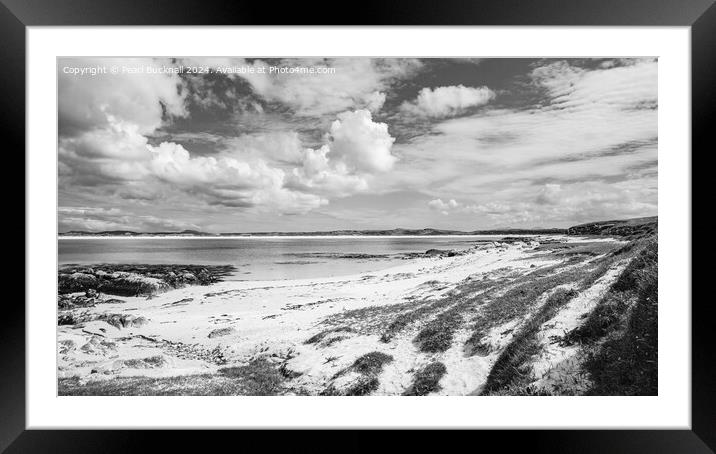 North Uist Beach Scotland Landscape black and whit Framed Mounted Print by Pearl Bucknall