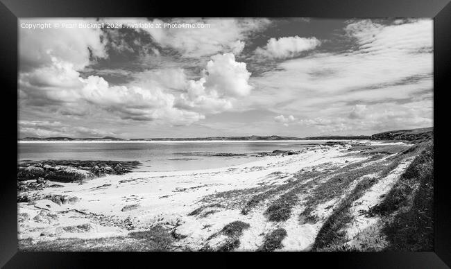North Uist Beach Scotland Landscape black and whit Framed Print by Pearl Bucknall