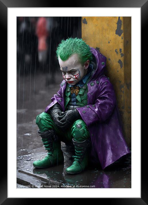 Baby Joker Framed Mounted Print by Harold Ninek