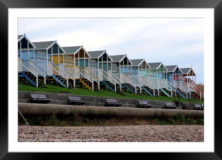 Minster-on-sea Beach Huts Framed Mounted Print by Ray Putley
