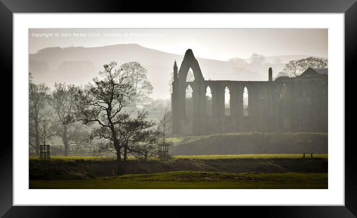 Bolton Abbey in the Mist Framed Mounted Print by John Parker