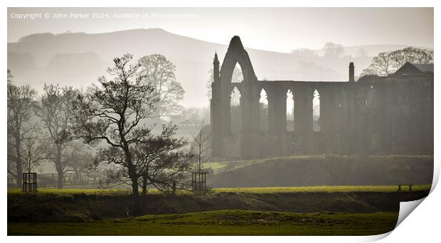 Bolton Abbey in the Mist Print by John Parker