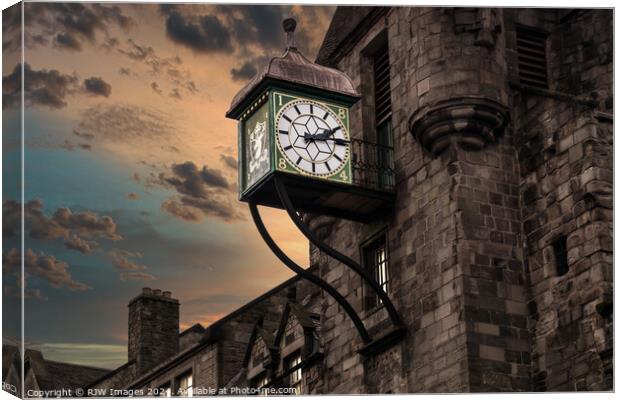 Edinburgh Tollbooth Clock Canvas Print by RJW Images