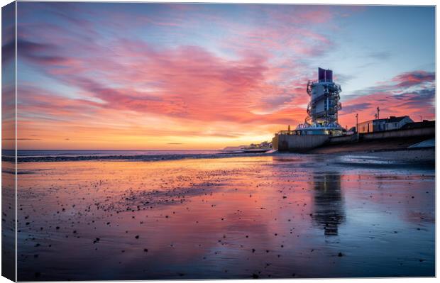 A glorious sunrise over redcar beacon Canvas Print by Kevin Winter