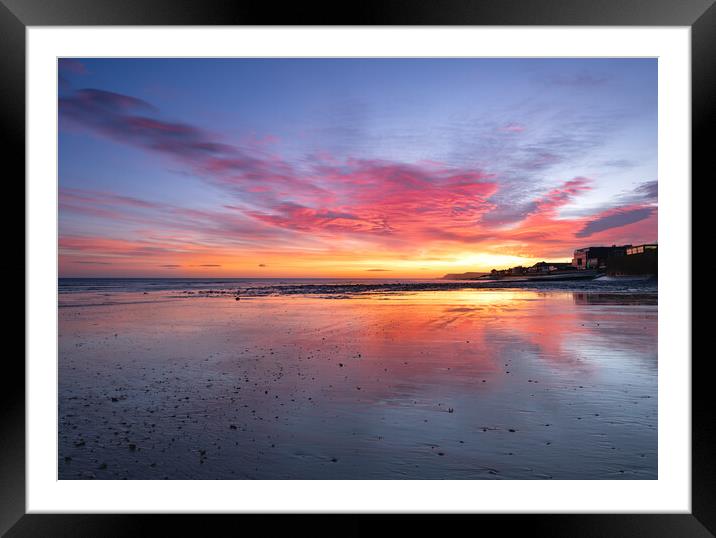 A glorious sunrise over redcar beach  Framed Mounted Print by Kevin Winter