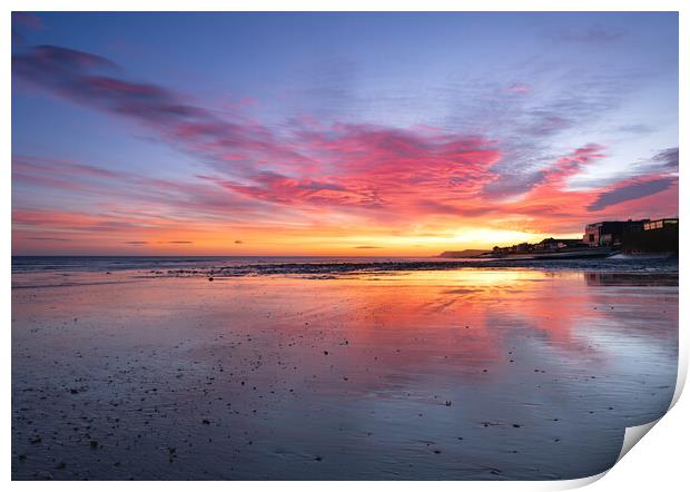 A glorious sunrise over redcar beach  Print by Kevin Winter