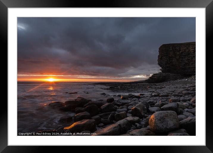 Sunset at Nash Point, South Wales, UK Framed Mounted Print by Paul Edney