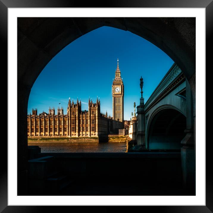 Houses of Parliament and Westminster Bridge Framed Mounted Print by John Frid