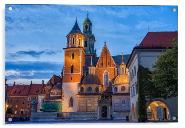 Wawel Cathedral At Dusk In Krakow Acrylic by Artur Bogacki