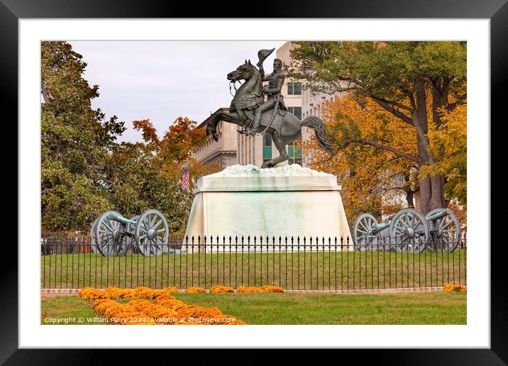 Jackson Statue Lafayette Park Autumn Washington DC Framed Mounted Print by William Perry