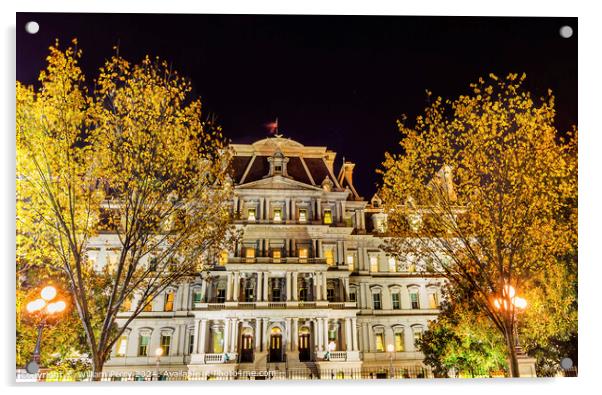 Old Executive Office Building Night Washington DC Acrylic by William Perry