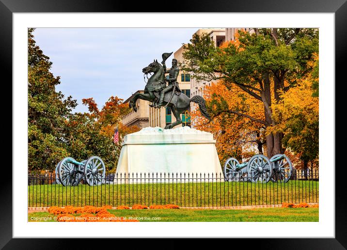 Jackson Statue Canons Lafayette Park Autumn Washington DC Framed Mounted Print by William Perry