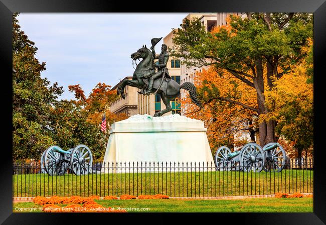 Jackson Statue Canons Lafayette Park Autumn Washington DC Framed Print by William Perry