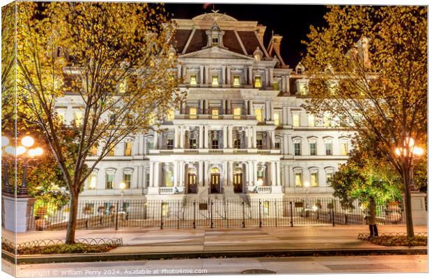 Old Executive Office Building Night Washington DC Canvas Print by William Perry