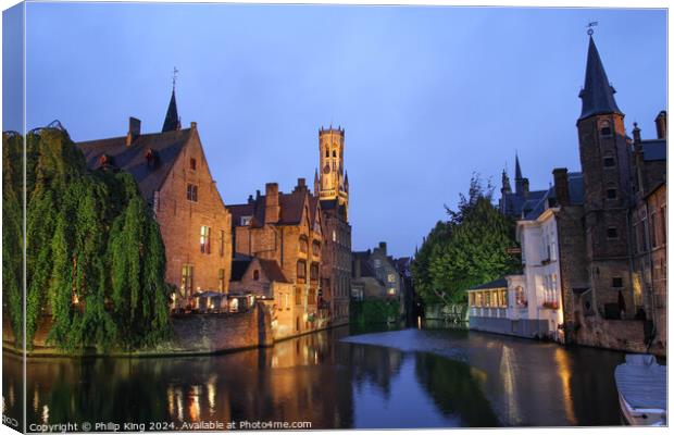 Bruges at Night Canvas Print by Philip King