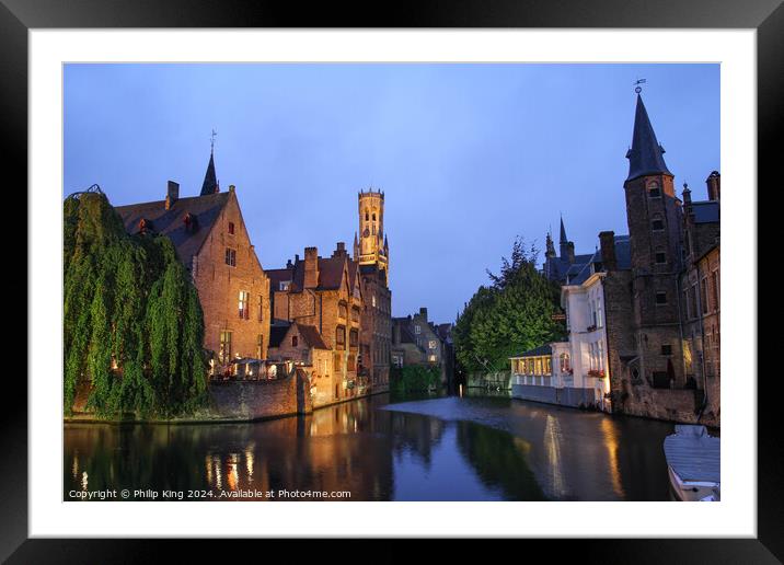 Bruges at Night Framed Mounted Print by Philip King