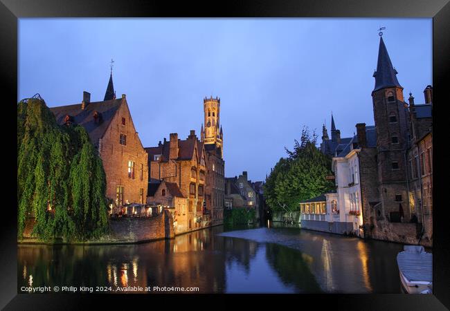 Bruges at Night Framed Print by Philip King