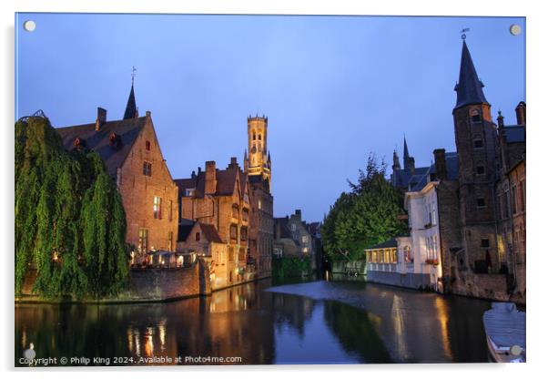 Bruges at Night Acrylic by Philip King