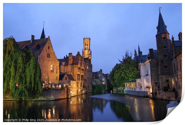 Bruges at Night Print by Philip King