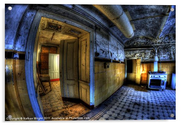 Cooking fisheye and urbex. Acrylic by Nathan Wright