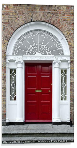 Red Georgian Door, Dublin, Ireland Acrylic by Jane McIlroy