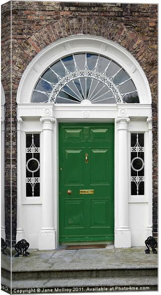 Green Georgian Door, Dublin, Ireland Canvas Print by Jane McIlroy