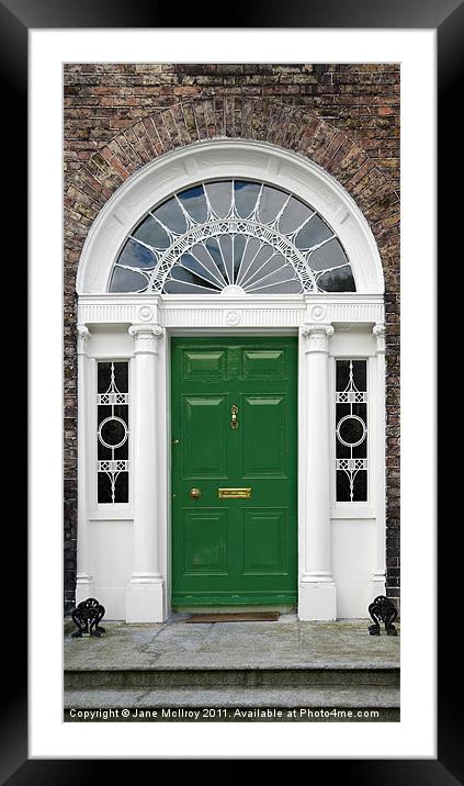 Green Georgian Door, Dublin, Ireland Framed Mounted Print by Jane McIlroy