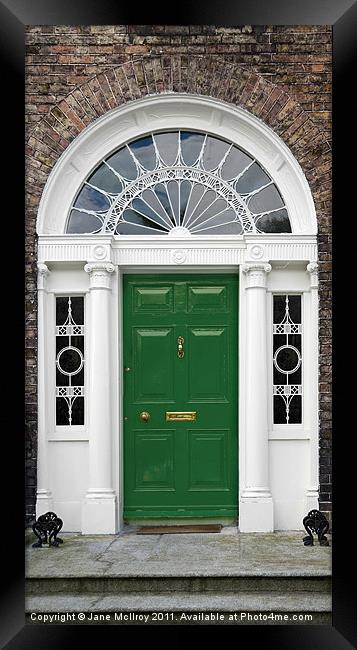 Green Georgian Door, Dublin, Ireland Framed Print by Jane McIlroy