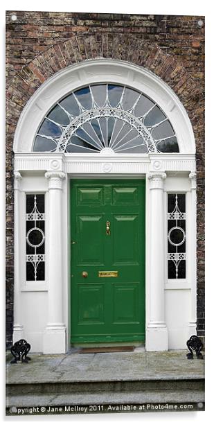 Green Georgian Door, Dublin, Ireland Acrylic by Jane McIlroy