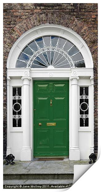 Green Georgian Door, Dublin, Ireland Print by Jane McIlroy