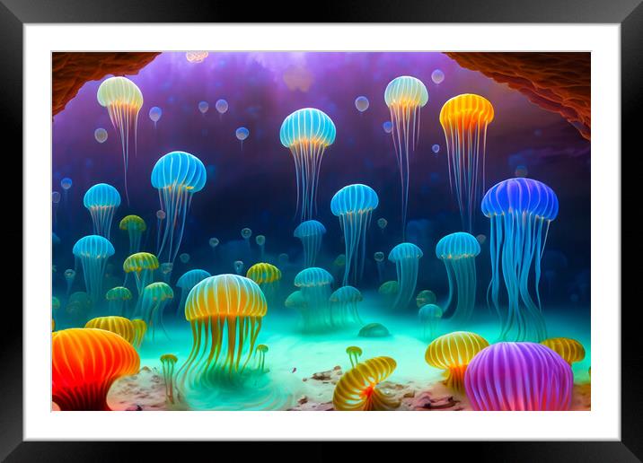 Jellyfish 1 Framed Mounted Print by Steve Purnell