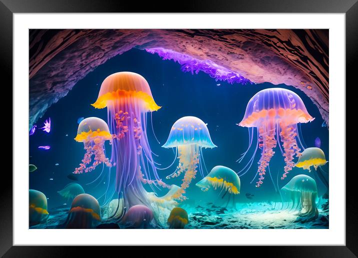 Jellyfish 2 Framed Mounted Print by Steve Purnell